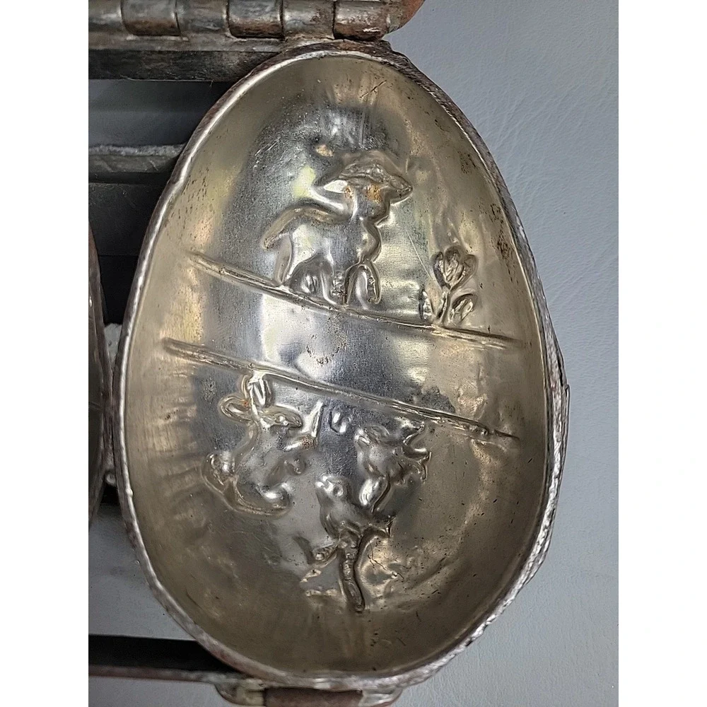 Antique Metal Hinged Chocolate Mold 3 Easter Egg
